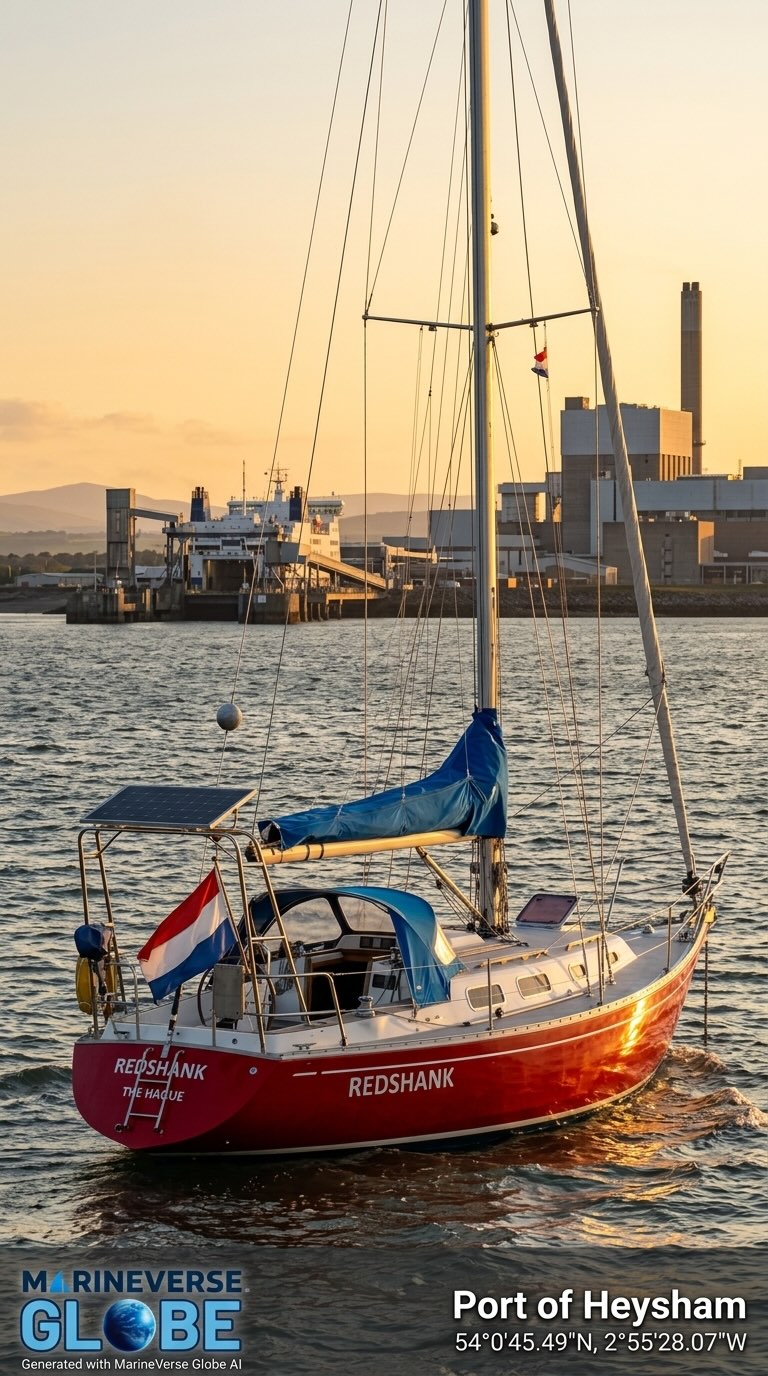 Redshank sailing in MarineVerse Globe near the Port of Heysham